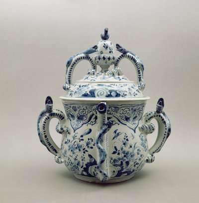 Olla de posset de Delftware de Lambeth, azul y blanco, c.1695 de English School